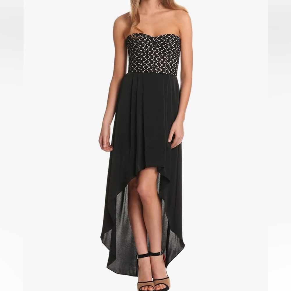 BCBG MAXAZRIA Tess Hi-Low Strapless Dress Black/Nude 0